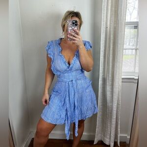 Feather & Find Striped Short Sleeve Dress Medium